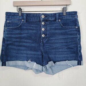 American Eagle The Dream Short Women 16 Denim High Waisted Cuffed Button Fly